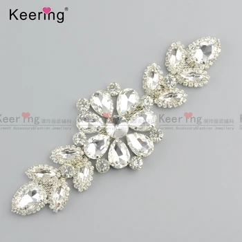 

16.3*5.5cm Sparkling Sew Accessoeris Rhinestone Applique For Wedding Dress WRE-264