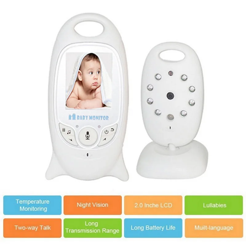 Беспроводной цветной видеоняня с высоким разрешением для новорожденных, няня, камера безопасности, ночное видение, температура с колыбельной, уход за ребенком