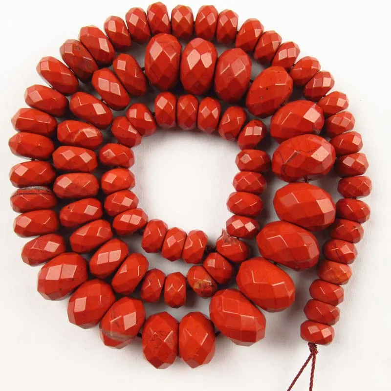 (Бесплатная доставка) 1 нитка 14x9mm-8x4mm Facted красные яшмы Rondelle Loose Bead 15,5 дюймов yl32104