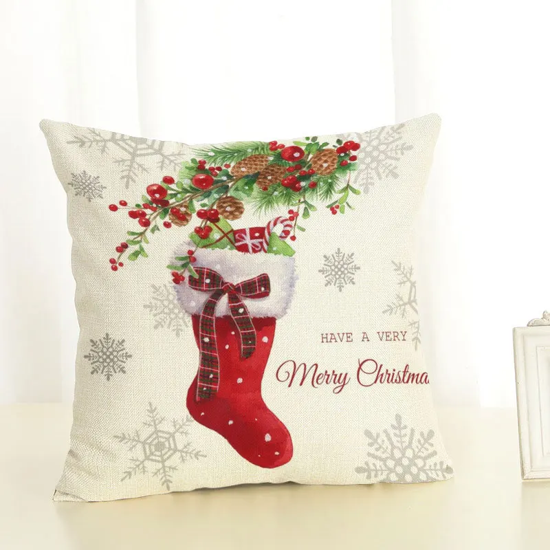 GZTZMY45X45cm наволочка Рождество украшения для дома диван с Рождеством елка сани мяч Носок подарок сапоги льняная наволочка - Цвет: 4