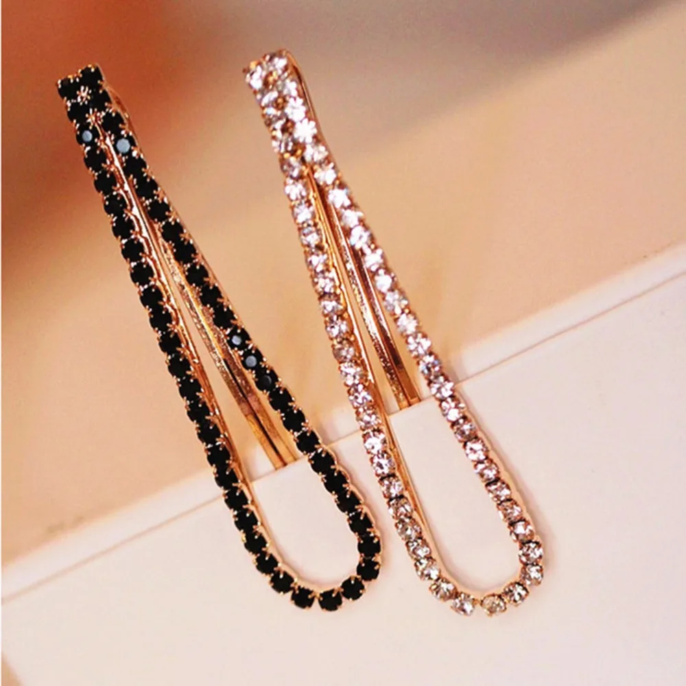 

New Arrival 1Pc Hot Selling Rehinstone Black White Barrette Women Hairpins Hair Clips