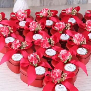 

30PCS new creative wedding candy boxes heart-shaped candy boxes to celebrate the wedding of tinplate gift box tin candy box