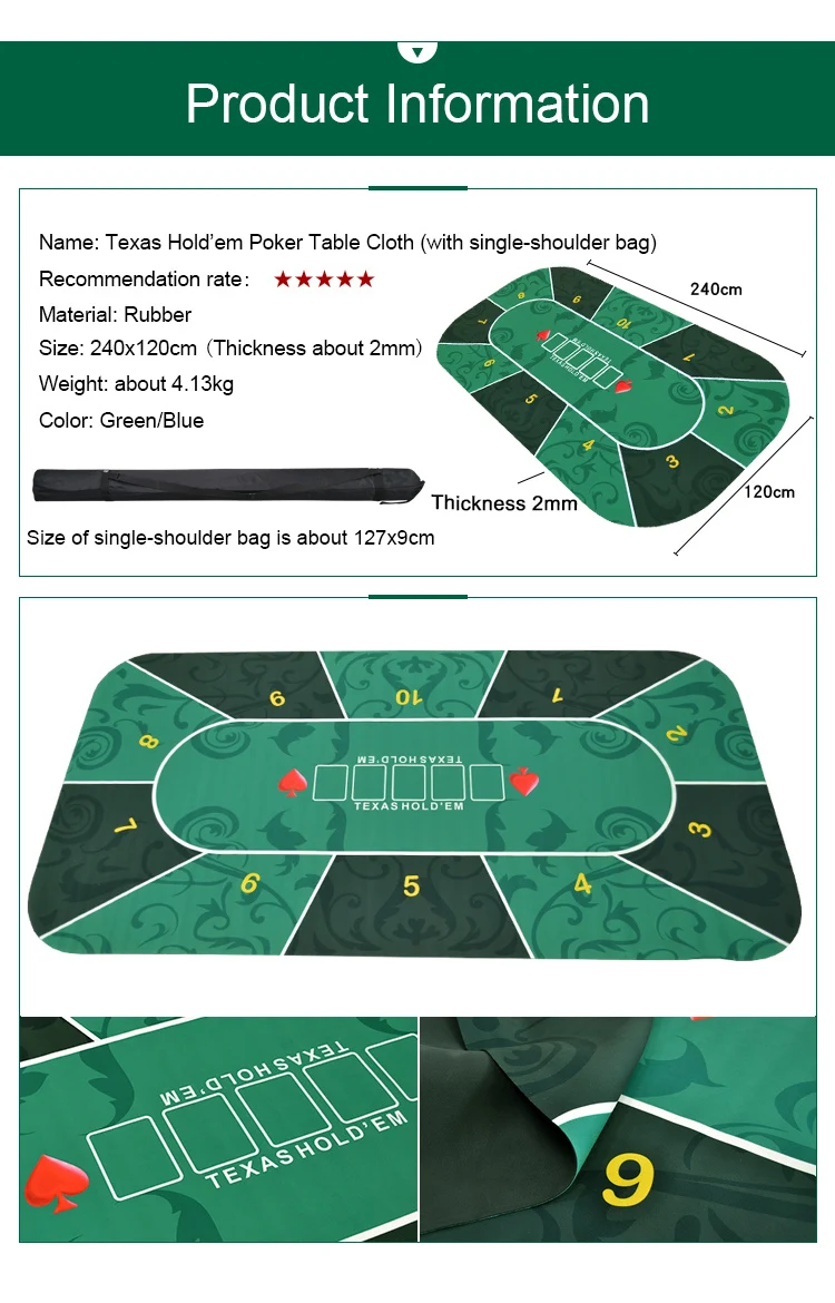 2,4 м роскошный замшевый резиновый Texas Hold'em скатерть для покера с цветочным узором, набор для покера в казино, коврик для настольной игры, аксессуары для покера