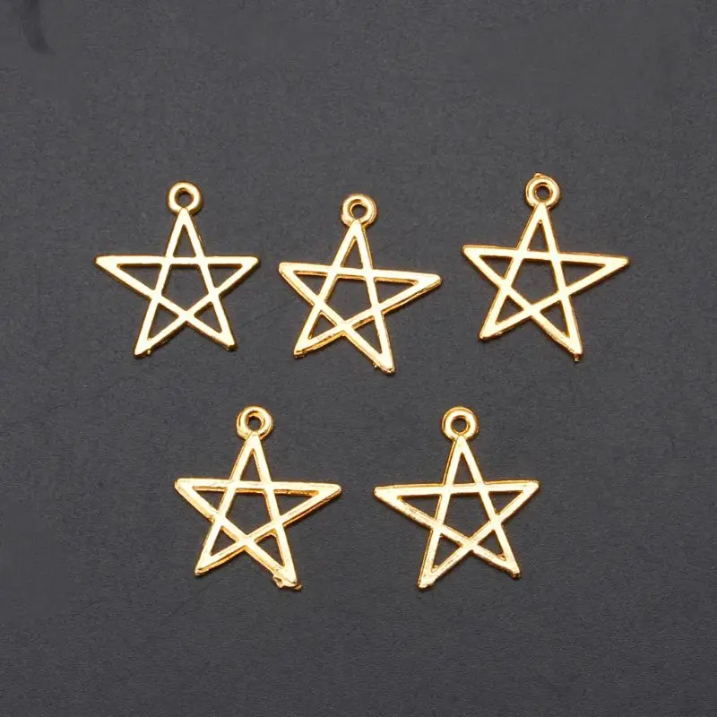 

5Pcs Gold Star Pendant Metal Frame Jewelry Making UV Resin Charms Bezel Setting