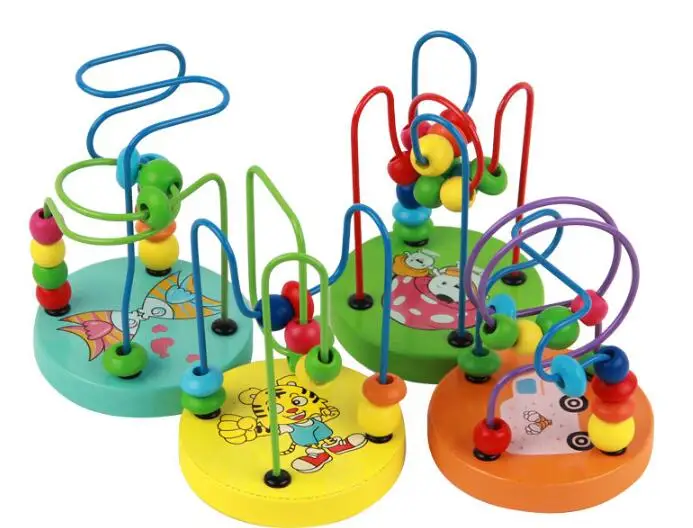 Деревянные Мини Вокруг головоломка с бусинами игрушка математики бусины горки для раннего развития Игрушка montessori разные цвета