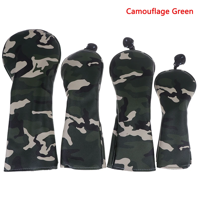 Camo Green 4 шт. ПУ гольф головы Чехлы для#1 Драйвер#3#5 проход древесина клубов головные уборы Камуфляжный узор пылезащитные чехлы - Цвет: Camo Green