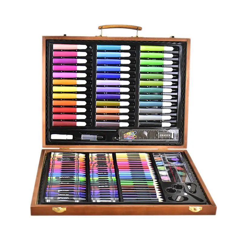 150 шт. инструменты для рисования большая коробка кисть акварельный карандаш акварельный детский Канцелярский набор деревянных ящиков