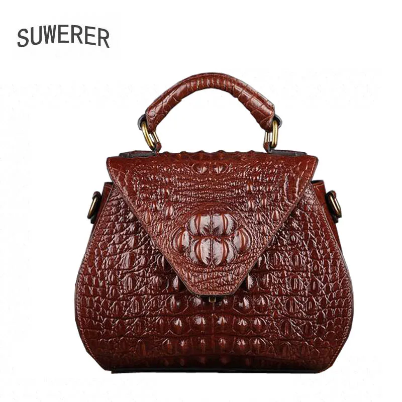 

Genuine Leather Women's handbags Trend crocodile pattern small square bag Fashion handbag Shoulder bag Messenger bag