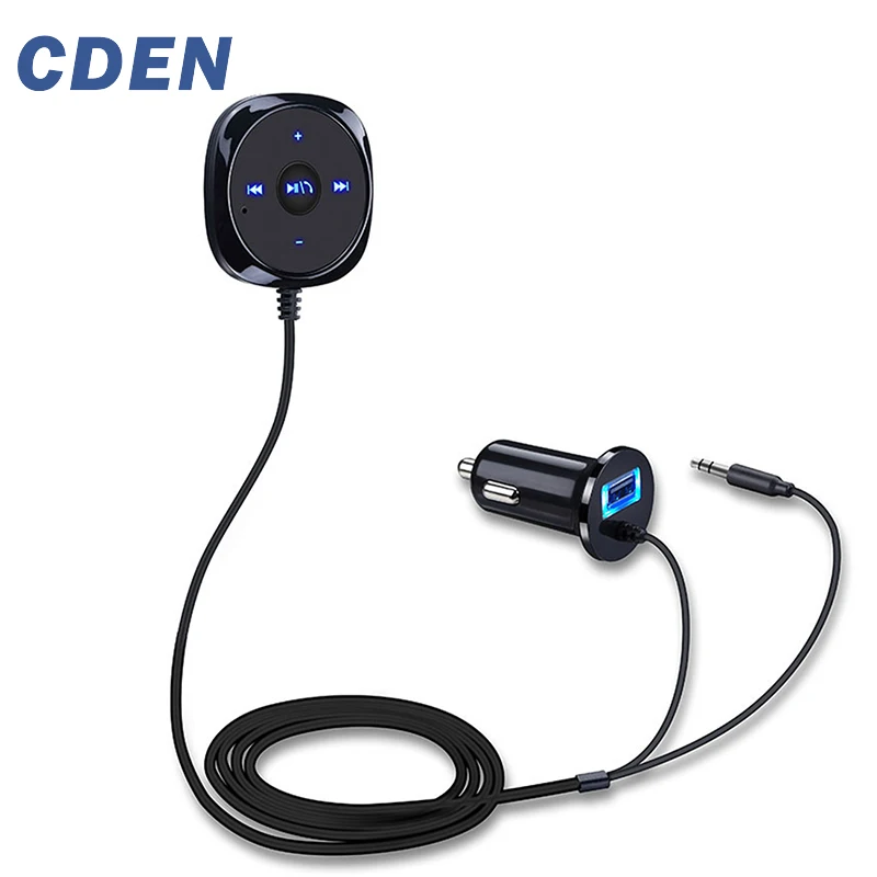 CDEN Handsfree Bluetooth автомобильный комплект MP3-плеер для автомобиля, USB зарядное устройство, Поддержка Siri 3,5 мм Aux Bluetooth Carkit