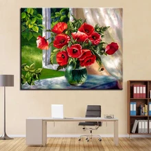 Модные абстрактные картины ручной уникальные подарки Настенные работы красные розы живопись DIY по номерам Современный домашний декор для гостиной
