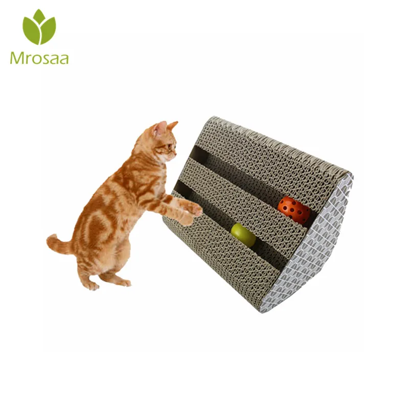 

Mrosaa Cat Playing Balls Toy Scratcher Catnip Scratch Board Incline Scratcher Funny Toys With Bell Ball Pet Supplies