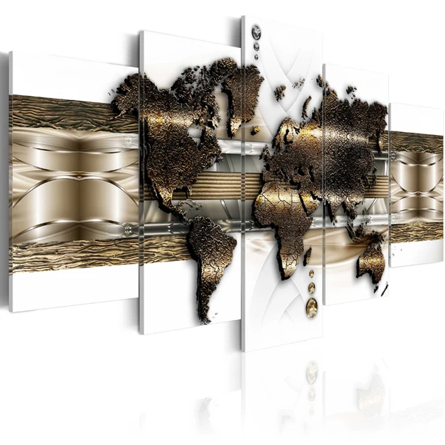 5 Pieces Wall Art World Map Painting Canvas Art Paintings Vintage ... 5 Pieces Wall Art World Map Painting Canvas Art Paintings Vintage ...