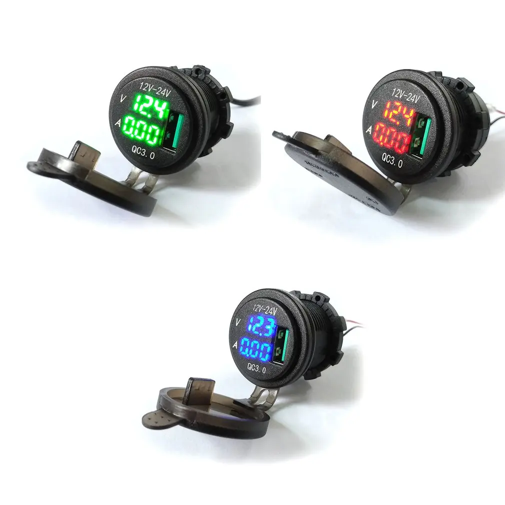 

Car Charger Charge Socket QC3.0 USB Port LED Volt Current Display for Phone Tablet Navigator Fast Charging Adapter Voltmeter