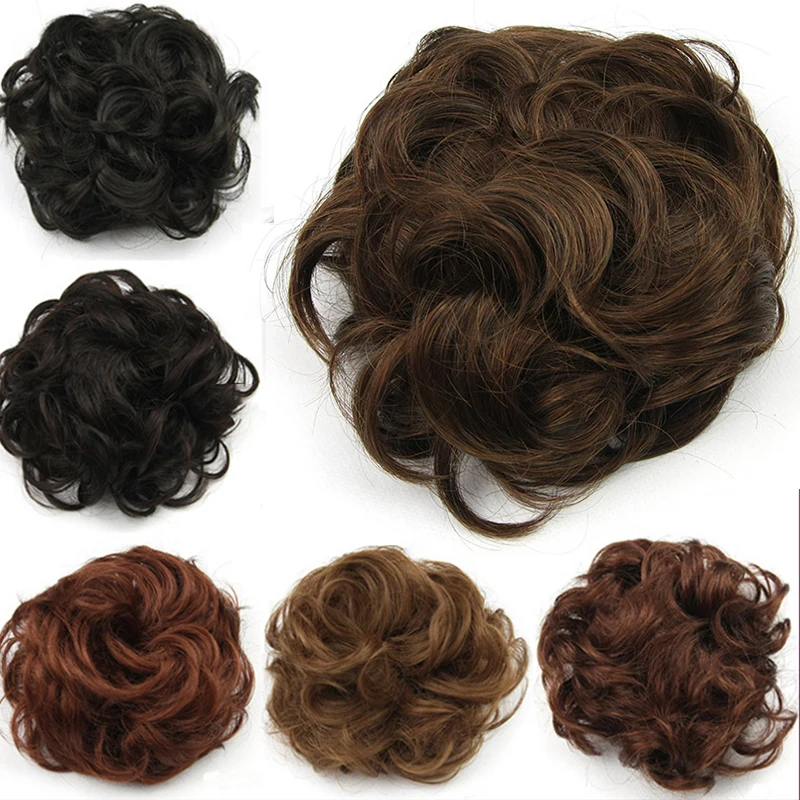 8 Colors Brazilian Womem Chignon Hair Wig Kinky Curly Hair Donut Roller Hairpieces 8cm Brown Wine
