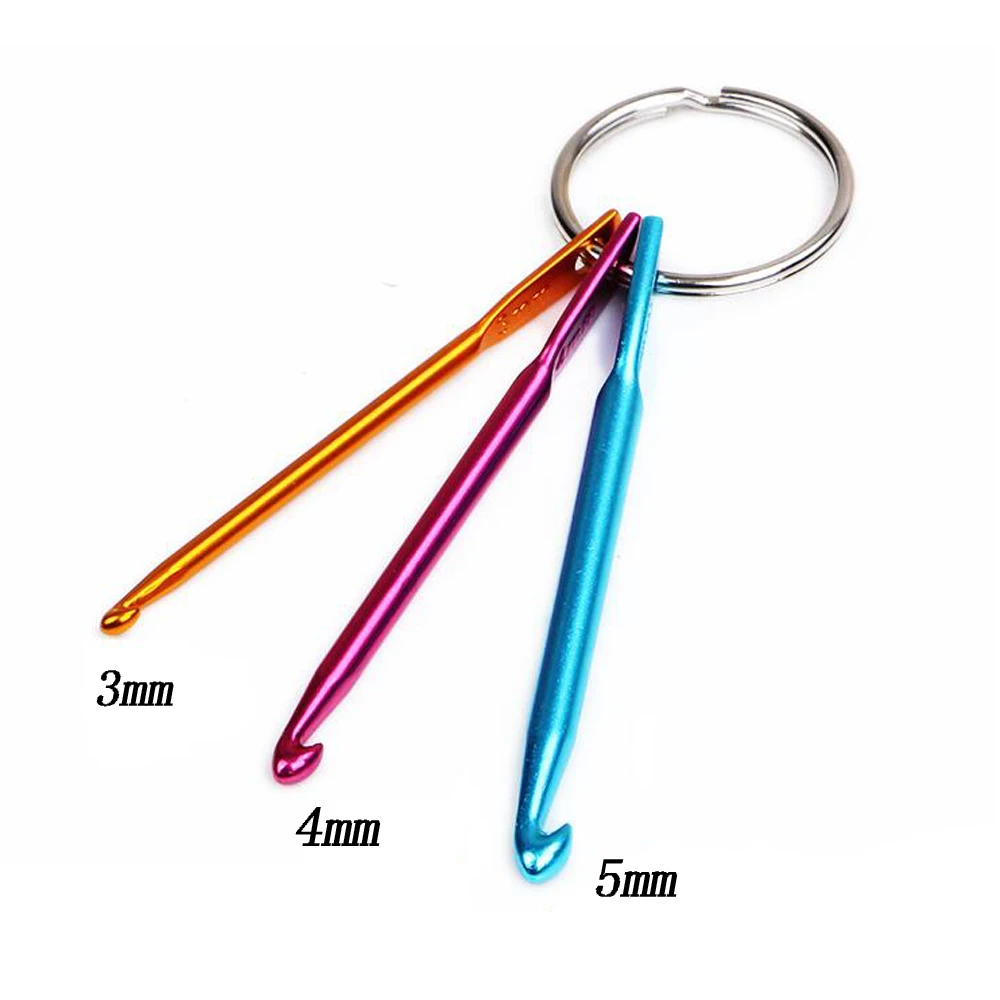 3pcs/set Aluminum Crochet Hooks Key Chain Weaving Tools Knitted Diy