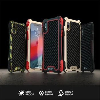 

Luxury Armor Case for Iphone Xs Xs Max Xr X Metal Frame Silicone Bumper Hybrid Shockproof 360 Full Protection Carbon Fiber Cover