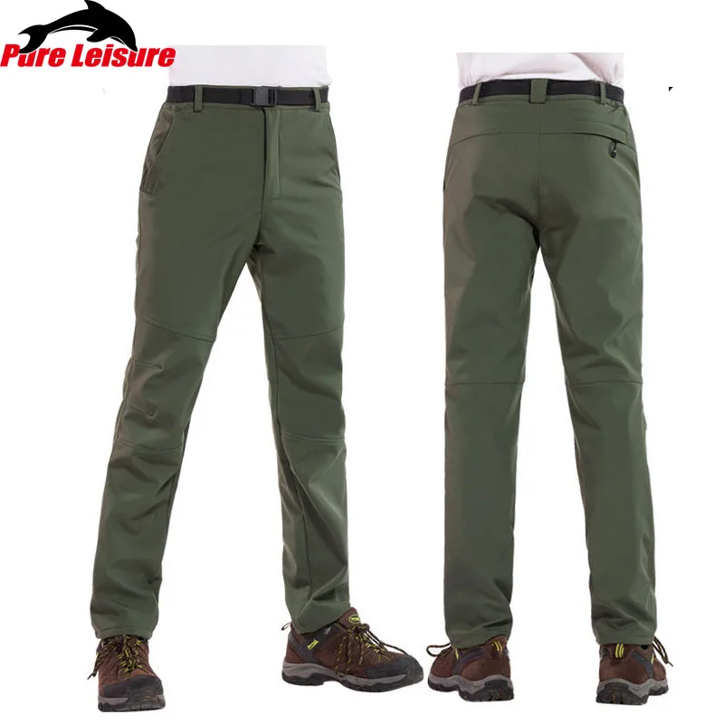 Uomini Esterna Impermeabile Pesca Escursionismo Arrampicata Pantaloni Da Combattimento Tattico Pantaloni per lo Sport inverno Softshell In Pile