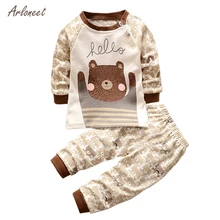 ARLONEET/Лидер продаж; осенне-зимняя одежда для новорожденных; одежда для маленьких девочек и мальчиков; детская одежда с длинными рукавами; комплект одежды из 2 предметов с милым рисунком гризли