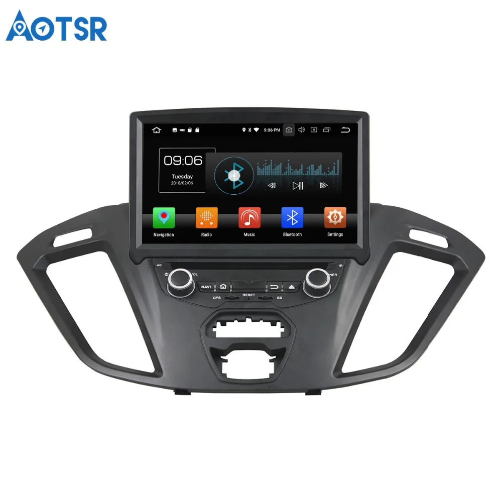 Discount Aotsr Android 8.0 7.1 GPS navigation Car DVD Player For Ford Transit Custom 2016 multimedia radio recorder 2 Din stereo 5
