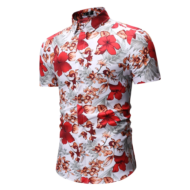 2019 Новая мужская гавайская рубашка мужская повседневная camisa masculina модные пляжные рубашки с принтом брендовая одежда с коротким рукавом