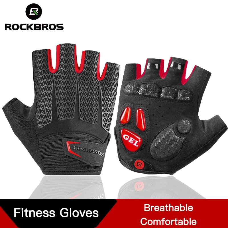 

ROCKBROS GEL Pad Shockproof Half Finger Mittens Gloves Touch Screen Cycling Bike Gloves Autumn Spring MTB Bike Bicycle Gloves