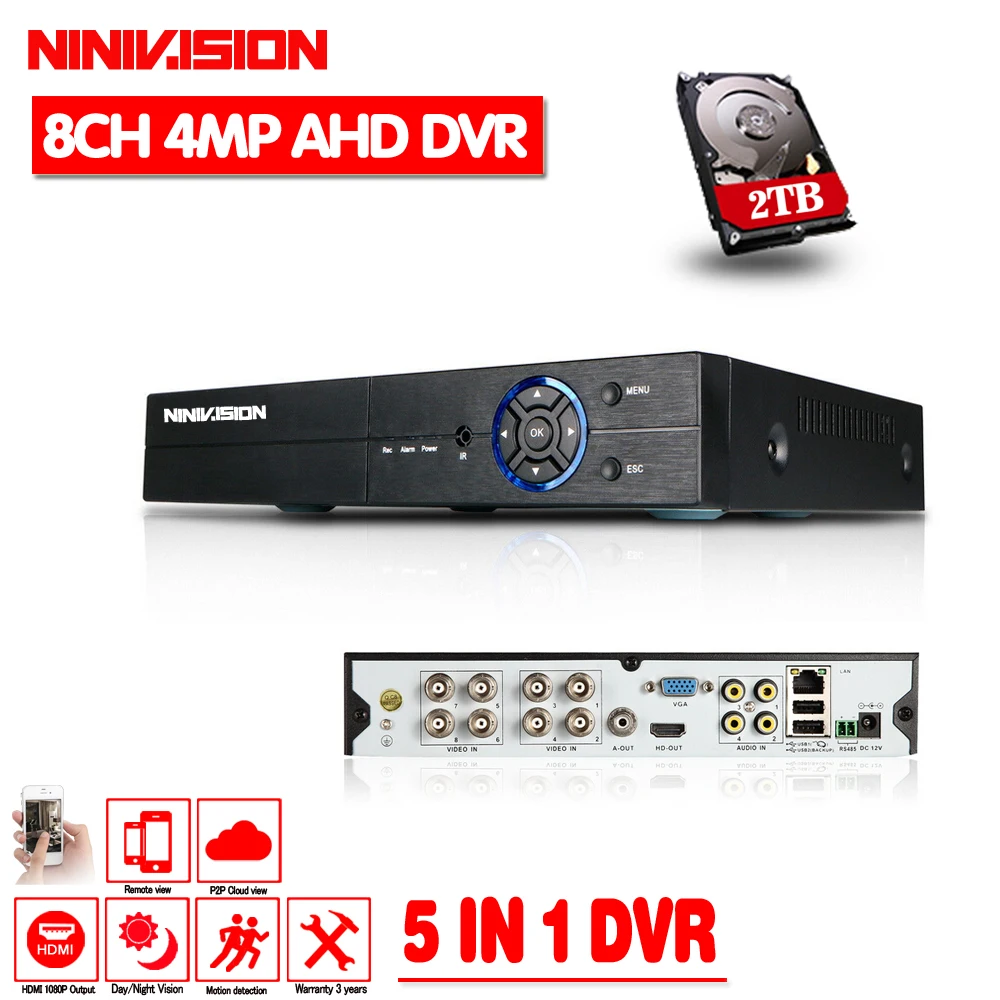 

Home 5 in 1 Security CCTV DVR 4CH 8CH AHD 4MP 3MP 1080P H.264 Hybrid Video Recorder for AHD TVI CVI Analog 5MP IP Camera Onvif