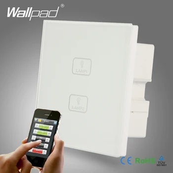 

2pc 2 Gang 2/3/4 Way Waterproof WIFI Wallpad White Glass Android/IOS Phone Wireless RF Remote Touch Controlled Light Wall Switch