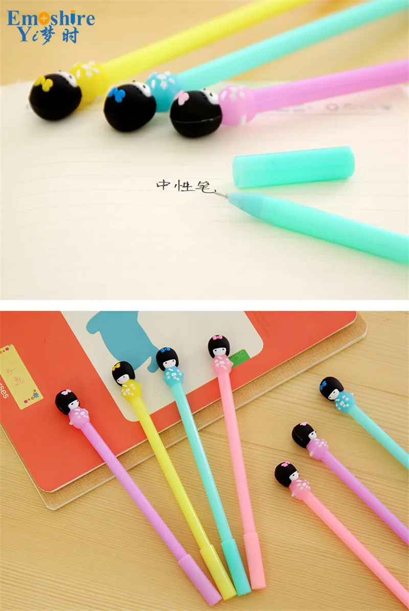Emoshire  Japan and South Korea creative stationery cute jelly color kimono girl sterling pen student supplies pen black signature pen (6)