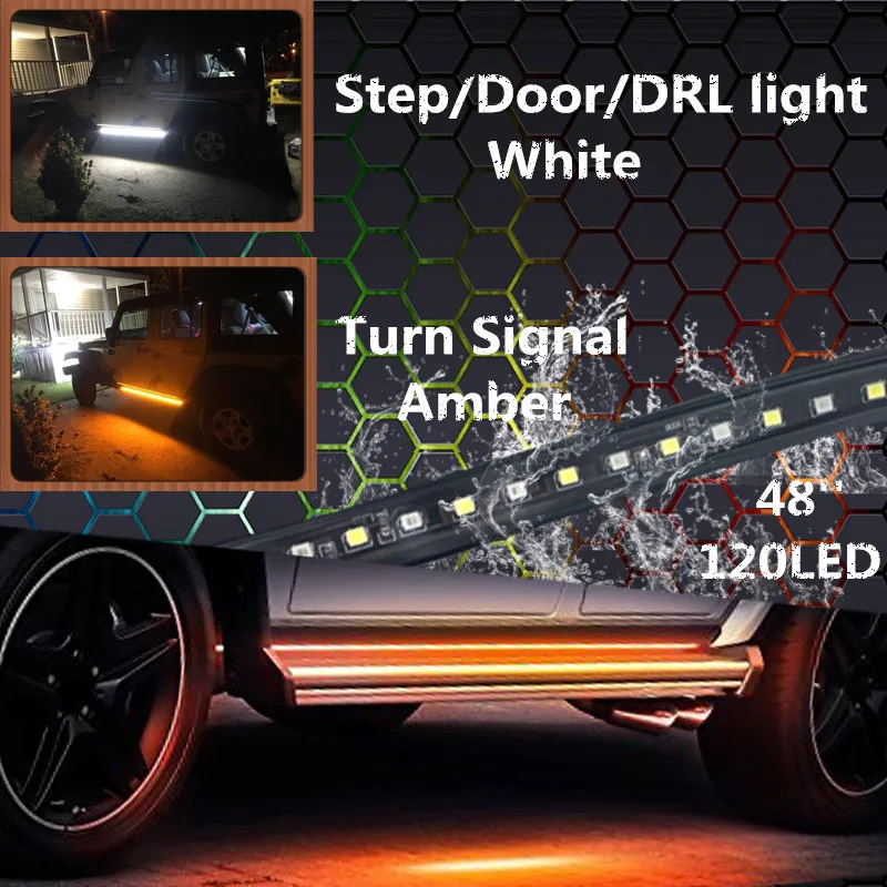 

2X 48" DRL Running Board/Step Bar/Turn Signal Switchback Led Light Amber/White