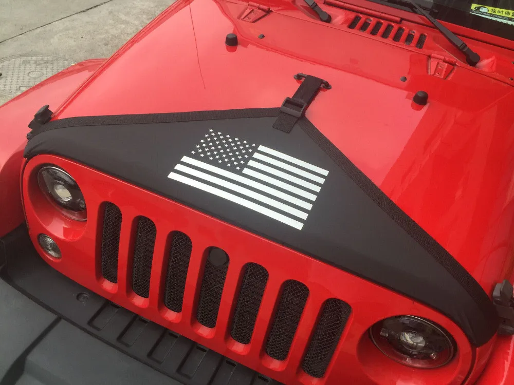 

Chuang Qian Black Front Hood Cover Flag Style Hood Protective Bra Cover Kit For Jeep Wrangler JK 2007-2018