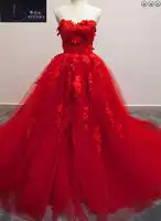 Real Photos Red Wedding Dress Sweetheart A Line Princess Color Wedding Dresses Tulle Bridal Dresses 2017