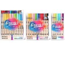 Двухсторонний набор ручек для рисования, мягкая кисть, маркер, тонкий вкладыш, цветные ручки, 0,5-9,0 мм, канцелярские принадлежности, подарок, школьные товары для рукоделия F448