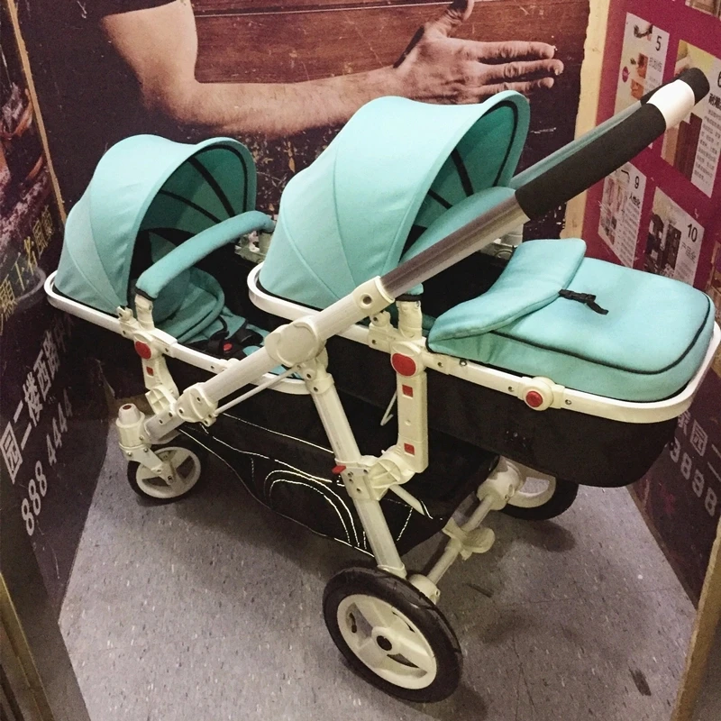 Brand baby light big Twin Stroller Can Sit, Lie, Front And Back Folding
