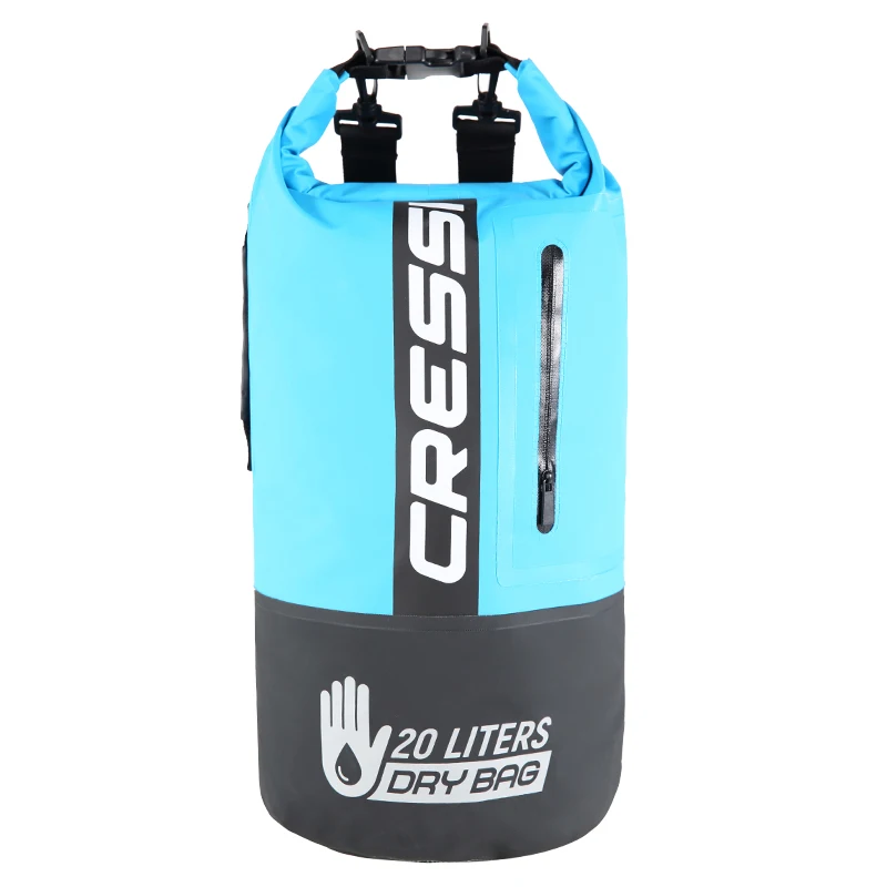 Cressi 20L сухая Сумка премиум-класса, рюкзак для дайвинга, снаряжение для дайвинга, водонепроницаемая сумка большого объема для подводного плавания, дайвинга, дрейфующих лодок - Цвет: BLACK SKY BLUE