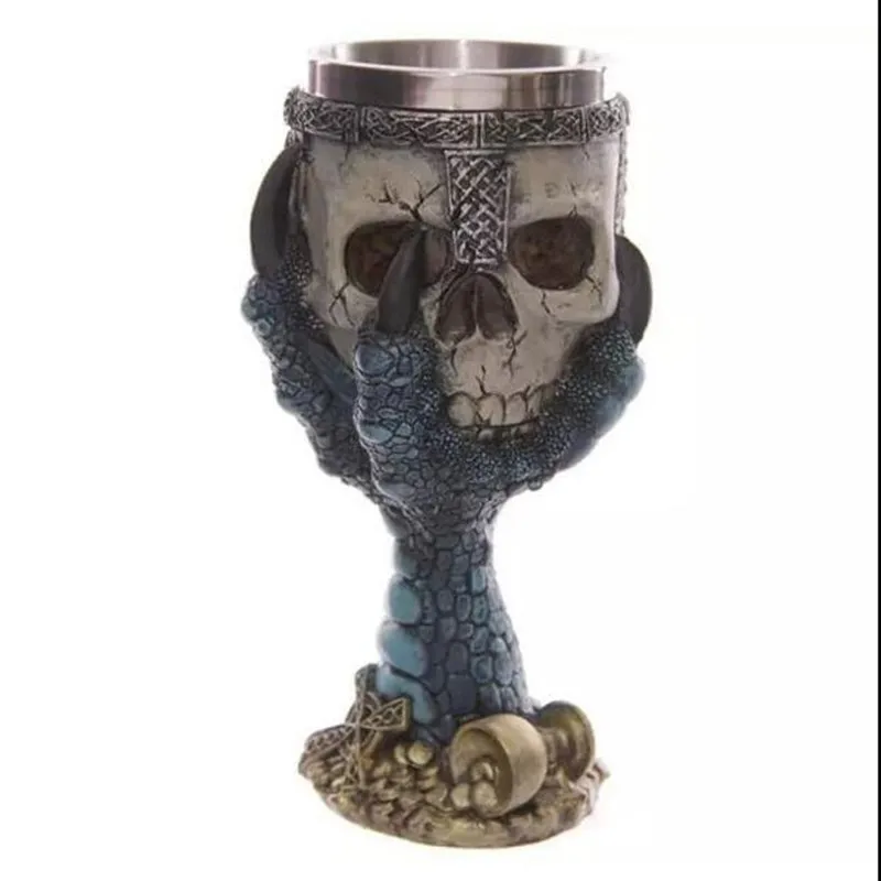 Promotion! Creative Resin Craft Skull Stainless Steel Liner Mug 3D Talon Skeleton Cup Personalized Gifts