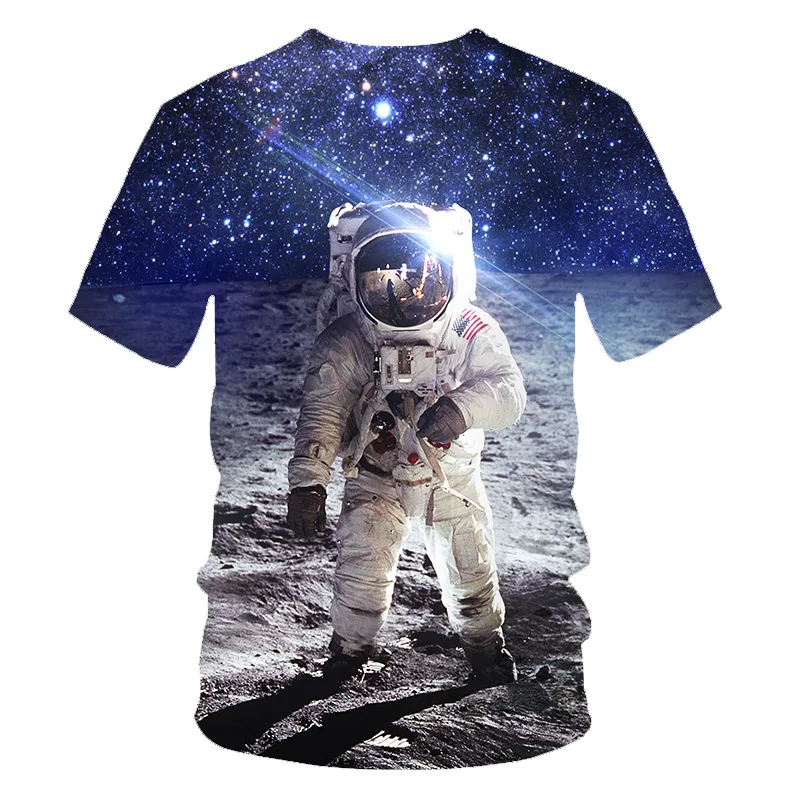 Летняя детская футболка с 3D принтом, футболка с 3D принтом Галактики, космоса, подвеска в виде космонавта и планеты, воздушные шары, Детские праздничные пуловеры, футболки