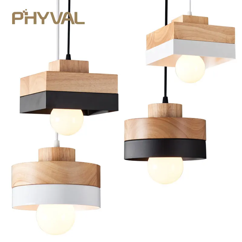  Wooden Nordic Pendant Lights For Home Lighting Modern Hanging Lamp Aluminum Lampshade LED Bulb Bedr - 32906732526