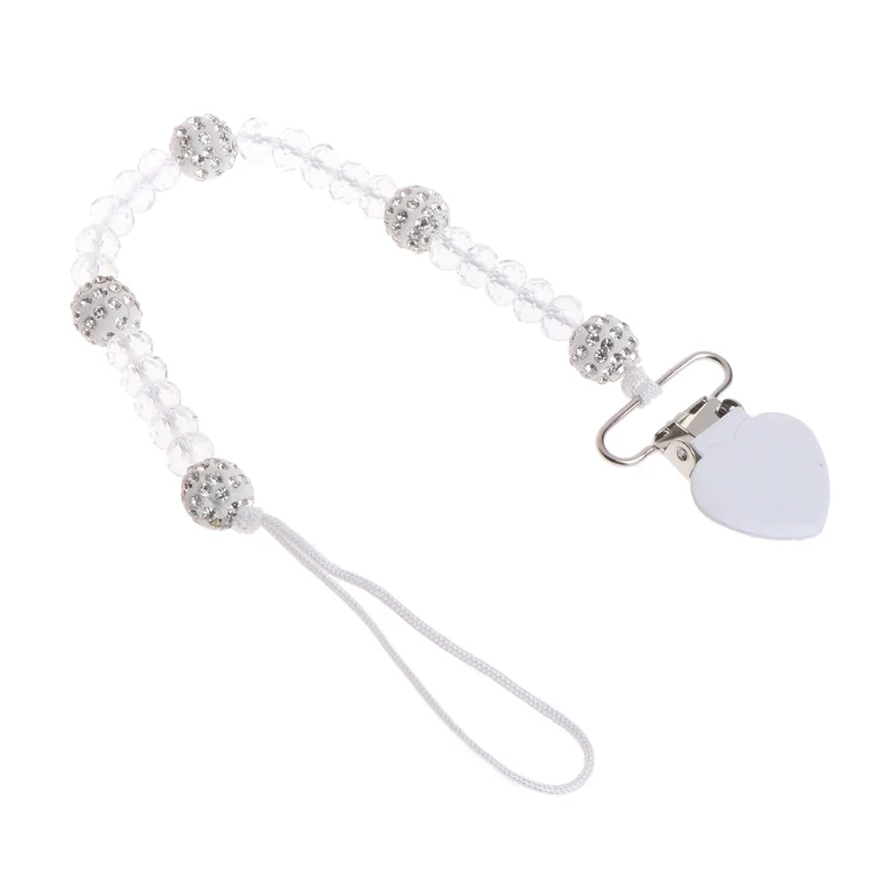 Lovely Crystal Hand Made Pacifier Clips Soother Chain Dummy Soother Nipple Leash Strap Baby Love