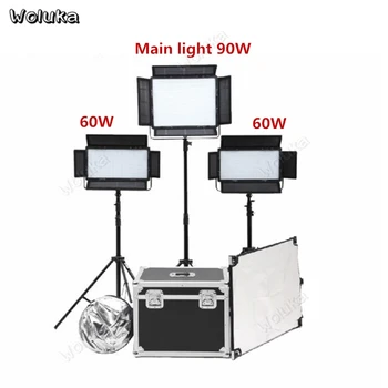 

2X60W 90W LED Lights stand set 3000-5600K with 5-in-1 Reflector Flight case Dimmable Lamp Photo Studio Lighting Kit CD50 T10