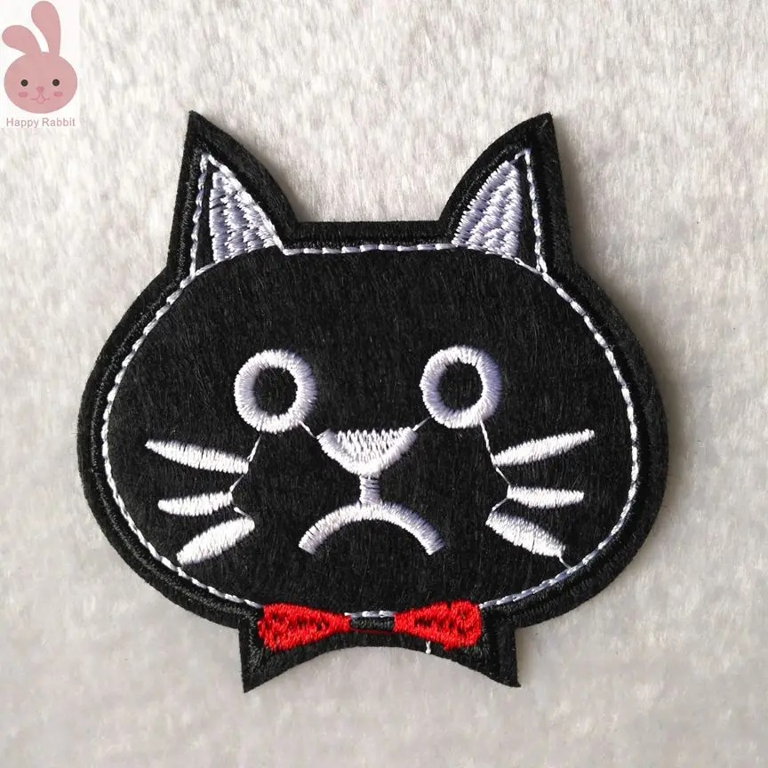 black Cat Embroidered Iron On Patch Sewing On Animal Applique Patch for Jacket Clothes Stickers