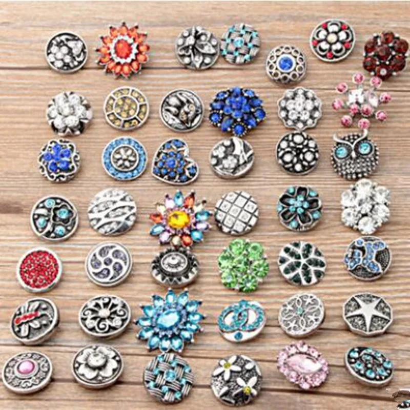 Mix Style Metal Snap Buttons With Rhinestone Crystal Button Charm Fit 18mm/20mm DIY Bracelet&ampNecklace Jewelry | Украшения и