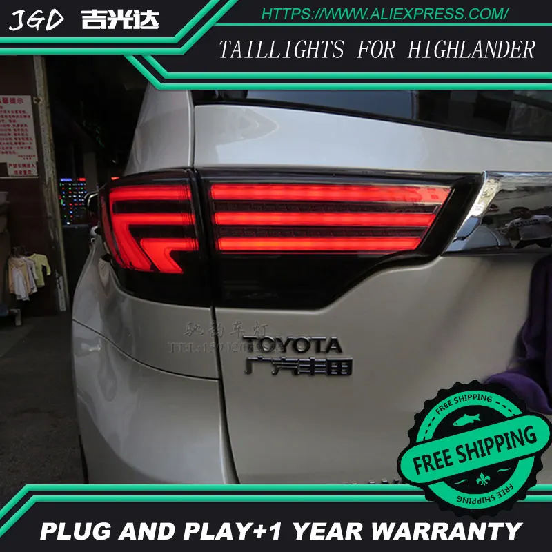 Car Styling tail lights for Toyota Highlander 2015 LED Tail Lamp rear trunk lamp cover drl+signal+brake+reverse Car Styling tail lights for Toyota Highlander 2015 LED Tail Lamp rear trunk lamp cover drl+signal+brake+reverse