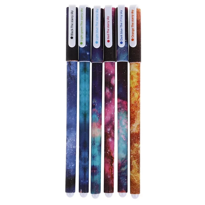 

6 Pcs / Lot Beautiful And Mysterious Starry Sky Pattern Color Gel Pen For School Office Writing Stationery Gifts Material