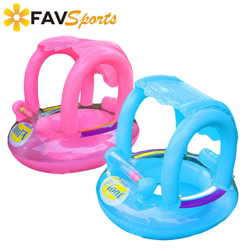 Baby Swim Ring Inflatable Toddler Float Kid Swimming Pool Water Seat with Canopy