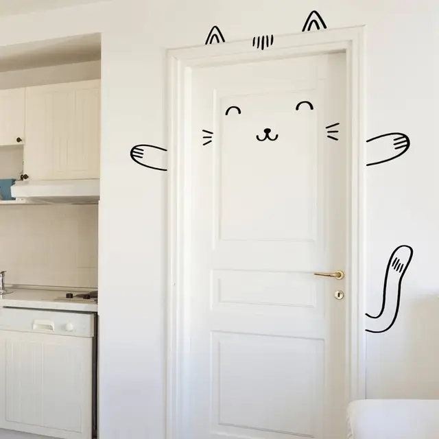 Us 4 94 15 Off Sleepy Bunny Door Decal Wall Stickers For Kids Girl Cat Door Wall Sticker For Baby Girl Bedroom Door Or Wardrobe Cute Decor In Wall