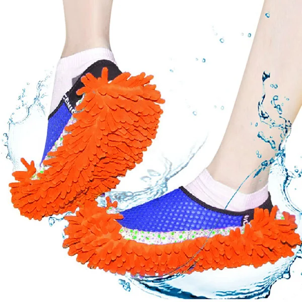 Practical Chenille Mop Slippers Dust Floor Cleaning Mopping Foot Shoes Home Pair Cleaner