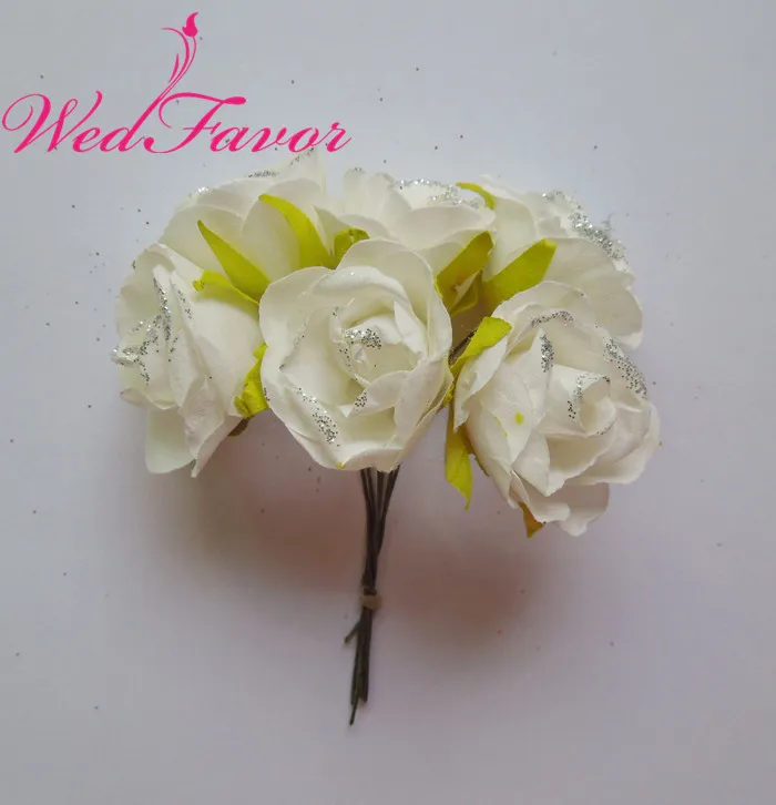

WedFavor 144pcs 3cm Artificial Mulberry Paper Flower Bouquet Scrapbooking Rose Wedding Flowers For Favor Box Decoration
