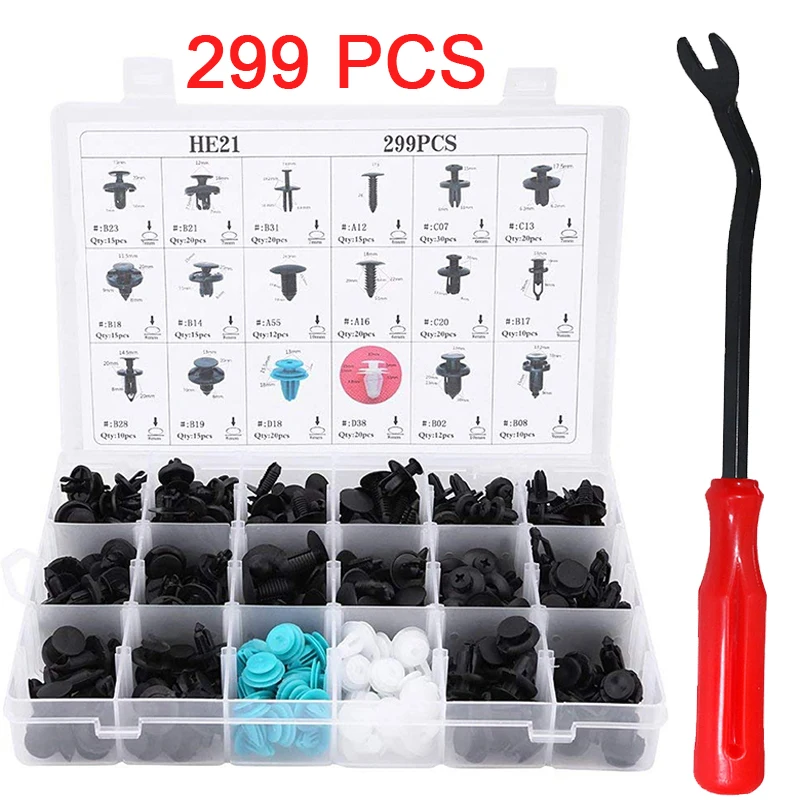 

299Pcs/Set Push Pins Plastic Practical Durable Rivet Clips Bumper Fastener Pin Clips Car Push Type for Sedan Suv Truck Interior