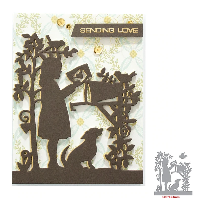 Girl Sending Love Letter Metal Cutting Dies Stencils For