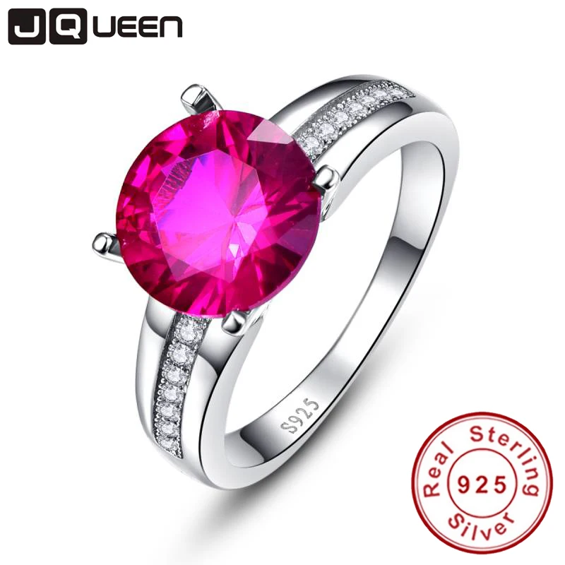 Jqueen 4.5ct красный камень создан рубиновое кольцо для Для женщин 925 Серебряная Свадьба Романтический Bijoux кольцо Анель женский ювелирных